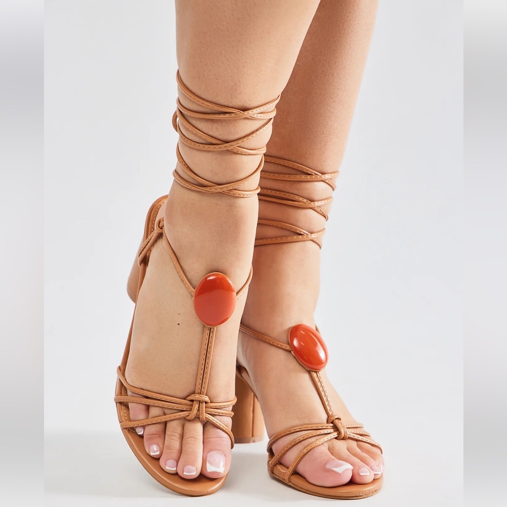 Bahama Mama Wrap Up Heels - Tan View 2
